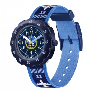 Flik Flak - Montre Takeoff bleue bracelet textile bleu - Ref FPSP068