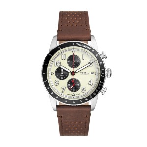 Fossil - Montre Sport Tourer cuir marron - Ref FS6042
