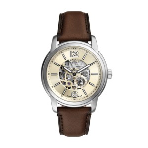 Fossil - Montre Heritage cuir marron automatique  - Ref ME3264