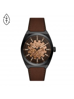 Fossil - Montre Everett automatique cuir marron LiteHide - Ref ME3207