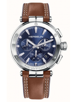 Michel Herbelin - Montre Newport cuir marron - Ref 37658AP15GD