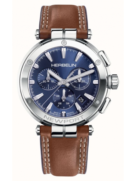 Michel Herbelin - Montre Newport cuir marron - Ref 37658AP15GD