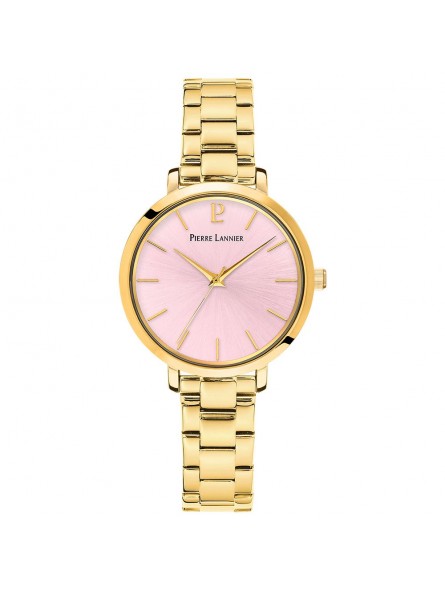 Pierre Lannier - Montre Femme - Chouquette - Cadran rose - Bracelet acier doré - Ref 079M552