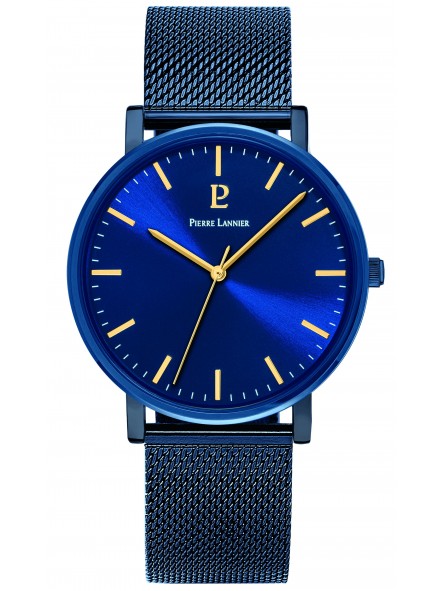 Pierre Lannier - Montre Homme Essential - maille milanaise - cadran bleu - Ref 218F466