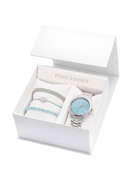 Pierre Lannier - Coffret montre et bijoux Roxane - bleu - Ref 376F661