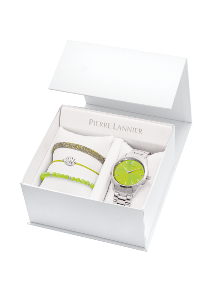 Pierre Lannier - Coffret montre et bijoux Roxane - vert - Ref 376F671