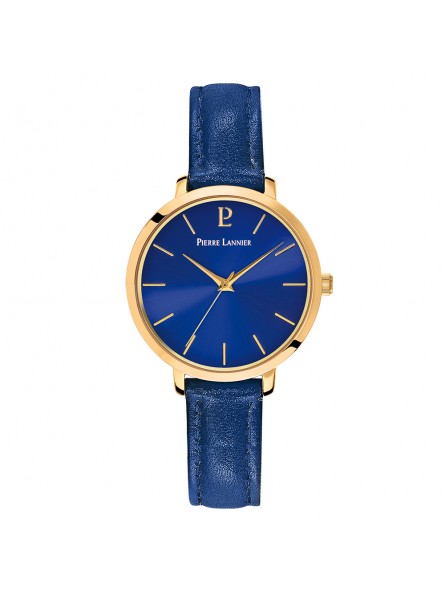 Pierre Lannier - Montre Femme - Chouquette Cadran Bleu Bracelet Cuir Bleu - Ref 038J566