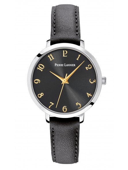 Pierre Lannier - Montre Femme - Chouquette - Cadran noir - Bracelet Cuir - Ref 046H633