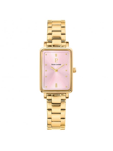 Pierre Lannier - Montre Femme - Ariane - bracelet Acier doré - Cadran rectangle rose - Ref 052J552
