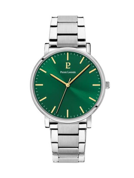 Pierre Lannier - Montre Homme Essential - Bracelet acier - cadran vert - Ref 251G171
