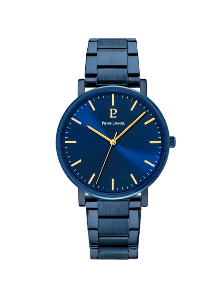 Pierre Lannier - Montre Homme Essentiel - Cadran et Bracelet acier bleus - Ref 252G469