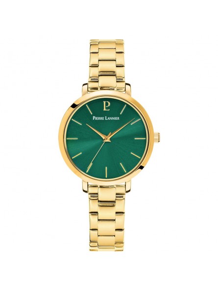 Pierre Lannier - Montre Femme Chouquette - Cadran vert - Bracelet acier doré - Ref 079M572