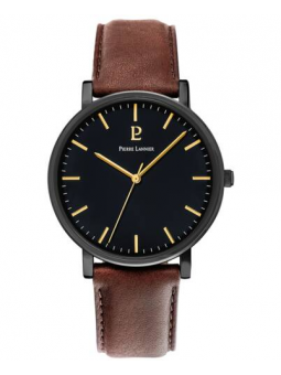 Pierre Lannier - Montre Essential noir cuir brun - Ref 218F434