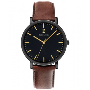 Pierre Lannier - Montre Essential noir cuir brun - Ref 218F434