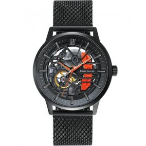 Pierre Lannier - Montre Paddock automatique noir acier maille milanaise - Ref 338A459