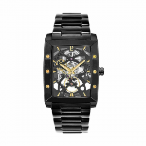 Pierre Lannier - Montre Hector cadran squelette rectangulaire noir  - Ref 340A439