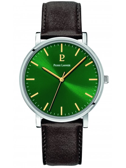 Pierre Lannier - Montre Homme - Essentiel - Cadran vert - Bracelet Cuir - Ref 217G174
