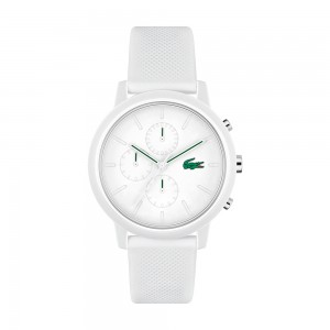 Lacoste - Montre Collection 12.12 Chrono Silicone Blanc - Ref 2011246