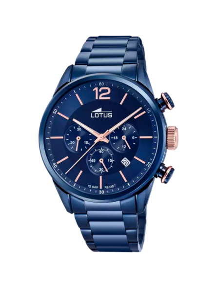 Lotus - Montre Homme - Chronographe - Cadran et bracelet acier bleu - Ref 18680/2