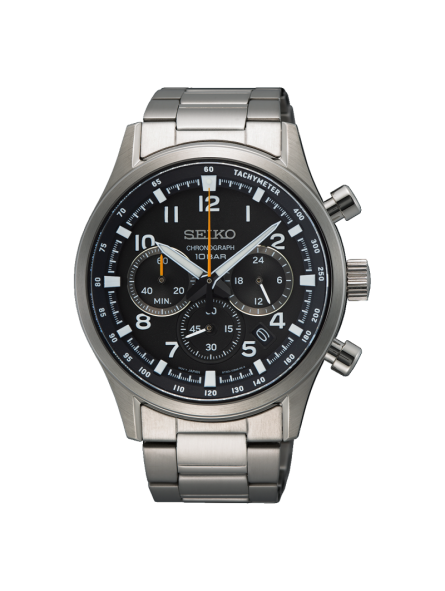 Seiko - Montre Homme - Sport Quartz Chrono Noire Metal - Ref SSB447P1
