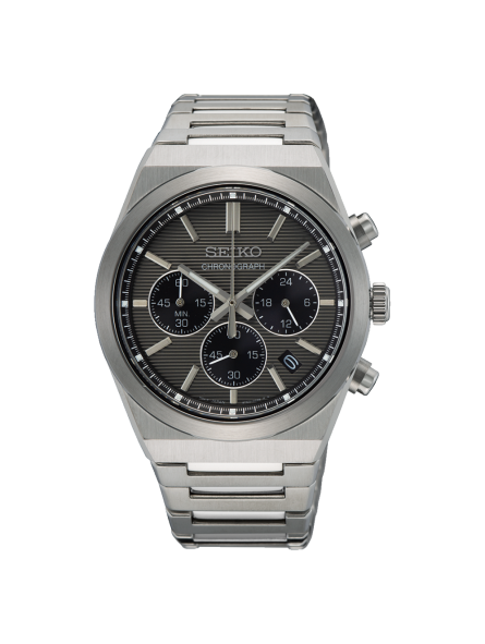 Seiko - Montre Homme - Sport Quartz Homme Chrono 1970 - Cadran noir - Bracelet acier - Ref SSB455P1