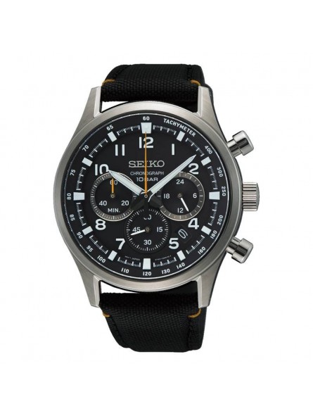 Seiko - Montre Homme - Sport Quartz Chrono - Cadran noir - Bracelet Textile Noir - Ref SSB449P1