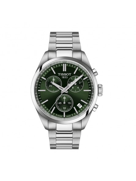 Tissot - Montre Homme - Pr100 Chrono - Bracelet acier - cadran vert - Ref T1504171109100