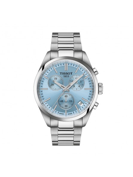 Tissot - Montre Homme - Pr100 Chrono - Bracelet acier - cadran bleu clair - Ref T1504171135100