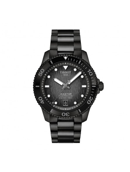Tissot - Montre Mixte - Seastar - Cadran PVD noir - Bracelet acier noir - Ref T1208073305100