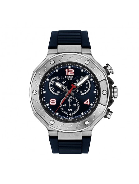 Tissot - Montre Homme - T-Race - Cadran bleu marine - Bracelet silicone bleu - Ref T1414171704700