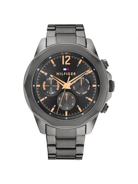 Tommy Hilfiger Montres - Montre Lars noire bracelet acier  - Ref 1792061