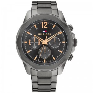 Tommy Hilfiger Montres - Montre Lars noire bracelet acier  - Ref 1792061
