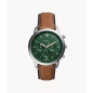 Fossil - Montre Neutra Homme - Boitier Métal Argenté - Bracelet Cuir Marron - Ref FS5963