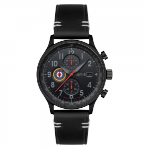 AVI-8 - Montre Homme - Hawkerhurricane - Chronographe - Cadran noir - Bracelet  cuir - Ref AV-4011-0T