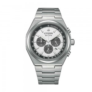 Citizen - Montre Homme - Supertitanium Chrono 42.5mm - cadran blanc - Ref CA4610-85A