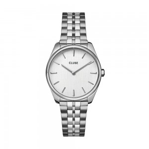 Cluse - Montre Femme - Féroce Petite - bracelet acier argenté - cadran blanc - Ref CW11219