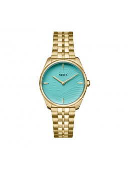 Cluse - Montre Femme - Féroce Petite - bracelet acier doré - cadran bleu - Ref CW11220