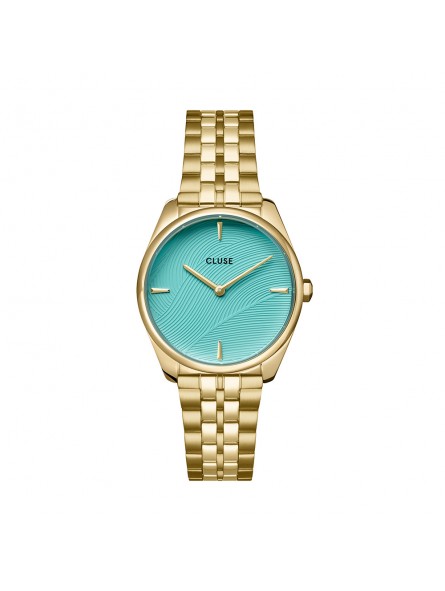 Cluse - Montre Femme - Féroce Petite - bracelet acier doré - cadran bleu - Ref CW11220