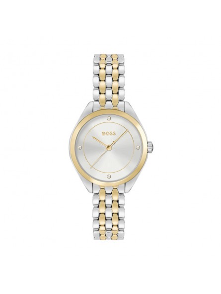 Hugo Boss - Montre Femme - Mae -  Cadran Blanc - Bracelet acier bicolore - Ref 1502724