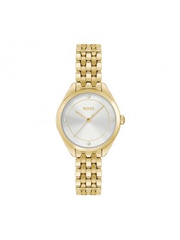 Hugo Boss - Montre Femme - Mae -  Cadran Blanc - Bracelet acier doré - Ref 1502733