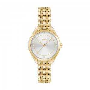 Hugo Boss - Montre Femme - Mae -  Cadran Blanc - Bracelet acier doré - Ref 1502733