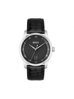 Hugo Boss - Montre Homme - Principe - Cadran Noir - Bracelet Cuir De Veau Noir - Ref 1514122
