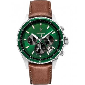 Pierre Lannier - Montre Homme - Cronos - Cadran Vert - Bracelet Cuir Brun - Ref 227G164