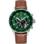Pierre Lannier - Montre Homme - Cronos - Cadran Vert - Bracelet Cuir Brun - Ref 227G164