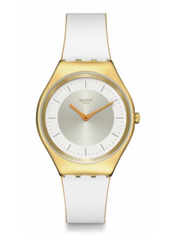Swatch - Montre Mixte - Acier Dore - Bracelet Silicone Pearl Glam - Ref SYXG128