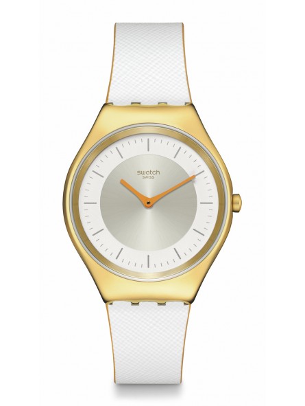 Swatch - Montre Mixte - Acier Dore - Bracelet Silicone Pearl Glam - Ref SYXG128