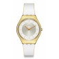 Swatch - Montre Mixte - Acier Dore - Bracelet Silicone Pearl Glam - Ref SYXG128