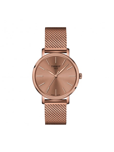 Tissot - Montre Femme - Everytime - Bracelet acier doré rose - Cadran Rose - Ref T1432103333100