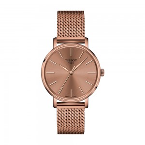 Tissot - Montre Femme - Everytime - Bracelet acier doré rose - Cadran Rose - Ref T1432103333100