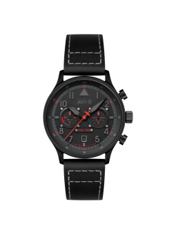 AVI-8 - Montre Homme - Hawker Hirricane - cadran noir - bracelet cuir - Ref AV-4088-05